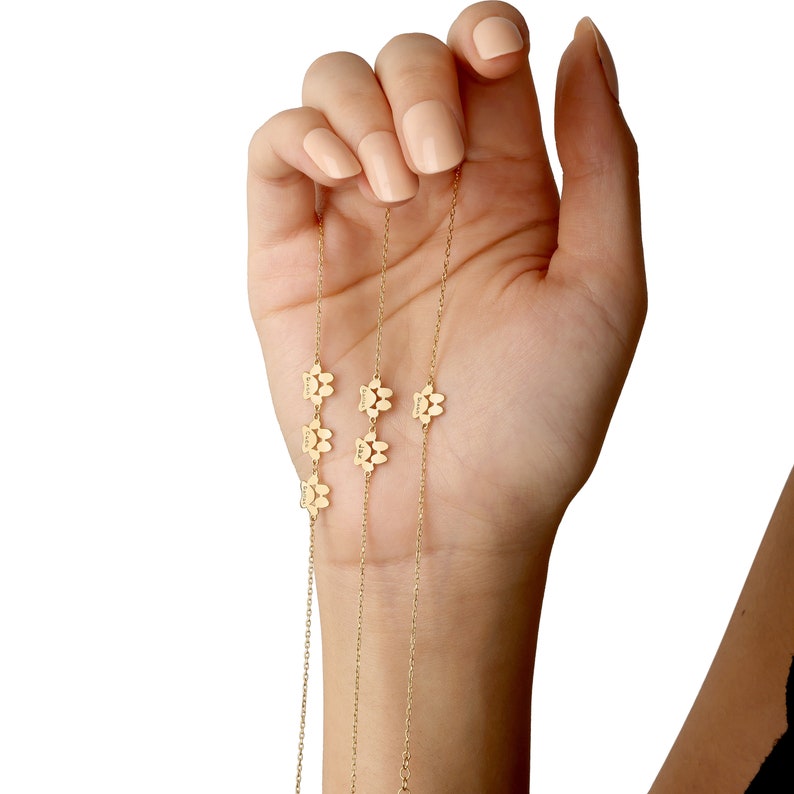 Paw Print Name Bracelet, Personalized Elegant Dog Paw Bracelet, Minimalist Paw Bracelet, Name Bracelet, Pet Bracelet, Christmas Gift