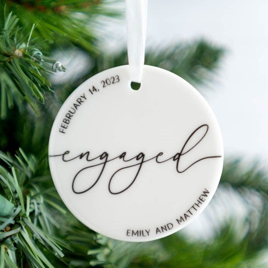 Engagement Christmas Ornament | Personalized Couples Proposal Gift | Our First Christmas Engaged Ornament | Couples Engagement Party Gift