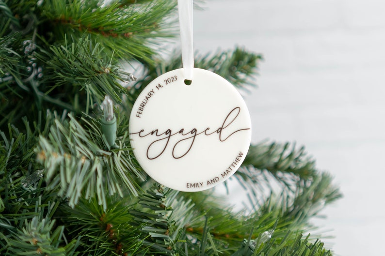 Engagement Christmas Ornament | Personalized Couples Proposal Gift | Our First Christmas Engaged Ornament | Couples Engagement Party Gift