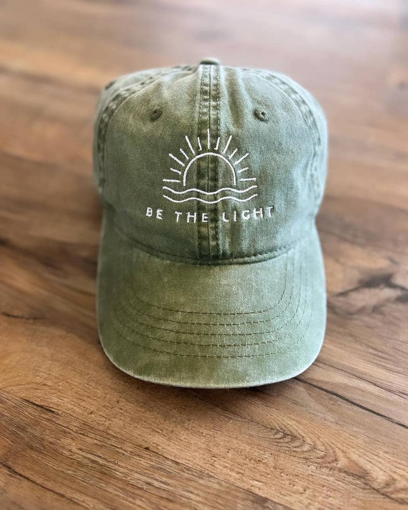 Be The Light Embroidered Hat, Religious Hat, Women's Cap, Gift For Her, Women's Clothing, Embroidered Hat, Christian Clothing, Sunshine Hat il_794xN.5485739451_2iin.jpg