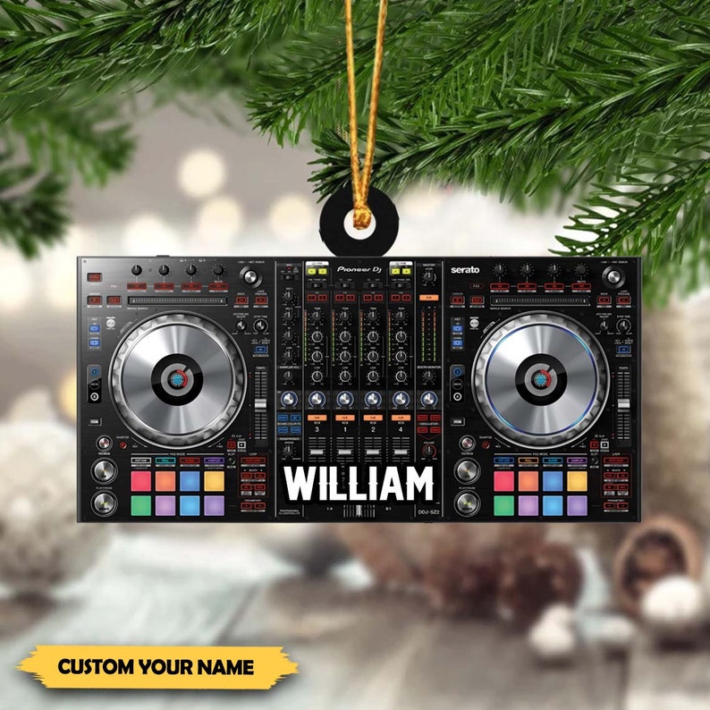 Personalized DJ Table Ornament for DJ Man & Woman, Custom DJ Name Ornament, Christmas Ornament, Personalized Gift For Dj, Music Dj Ornament