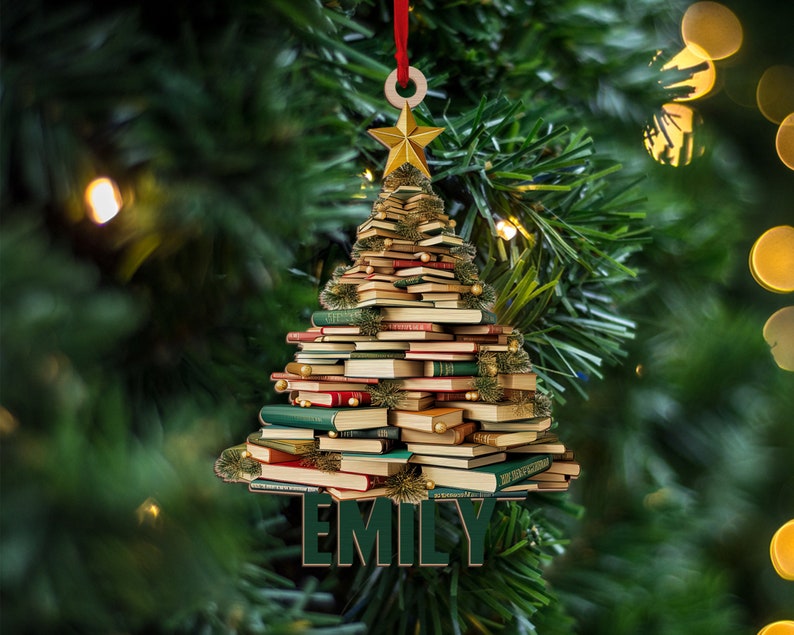 Personalized Name Book Christmas Tree Ornament, Book Christmas Ornament, Reading Book Ornament, Library Book Store Ornament il_794xN.5488527891_eej5.jpg
