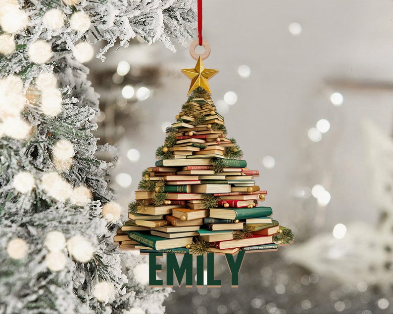 Personalized Name Book Christmas Tree Ornament, Book Christmas Ornament, Reading Book Ornament, Library Book Store Ornament il_794xN.5488561527_i2sj.jpg