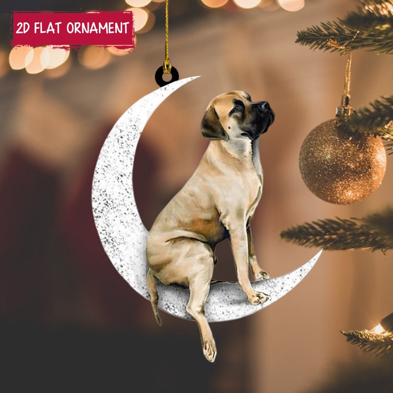 Dog Sit On The Moon Ornament, Personalized Christmas Ornament for Dog Lover, Dog Ornament, Dog Ornament, Xmas Gift