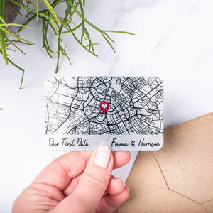 Personalised Map Wallet Card, Where We Met, Couples Valentine's Gift, Custom Anniversary Gift, Keepsake For Him Her, Metal Map Wallet Insert