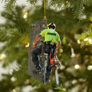 Personalized Arborist Christmas Ornament, Logger Hanging Ornament, Custom Acrylic Flat Ornament, Tree Cutter Decor, Gift For Tree Trimmer