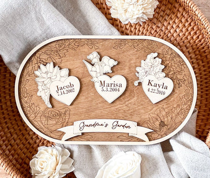 Personalized Grandma Garden Birth Flower Wood Sign, Custom Grandkids Name Sign, Grandma Garden Sign, Gift for Mom