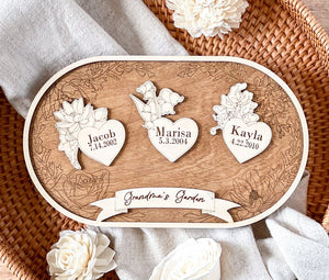 Personalized Grandma Garden Birth Flower Wood Sign, Custom Grandkids Name Sign, Grandma Garden Sign, Gift for Mom