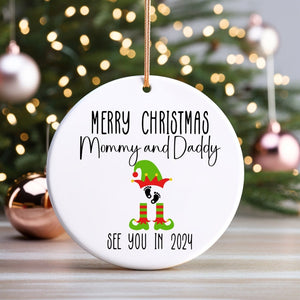 new baby christmas ornament for new parents, promoted to parents, christmas ornament pregnancy, new baby annoucement gift for mom dad to be