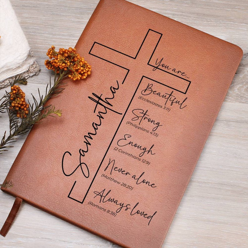 Personalized Christian Journal for Her, Bible Scripture Study Journal, Prayer Journal, Religious Journal Gift for Women, Bible Verse Gift