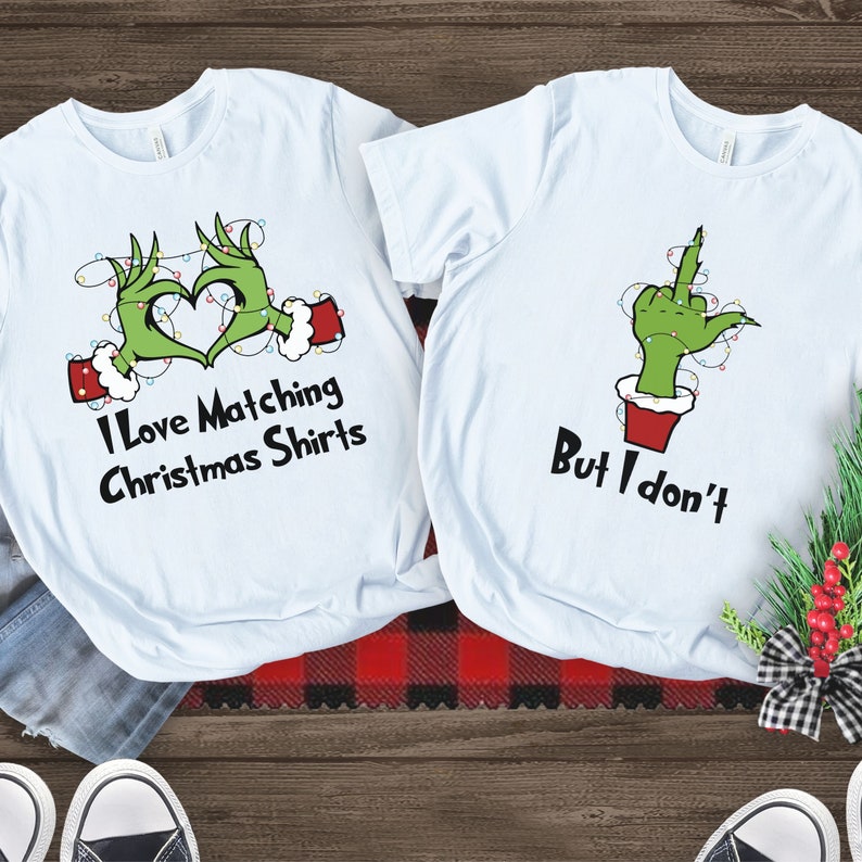 Couples Matching Christmas Shirts Funny, Matching Top Christmas Pajamas, Funny Xmas Tshirt Matching Christmas TShirts Ugly Sweater Party Tee