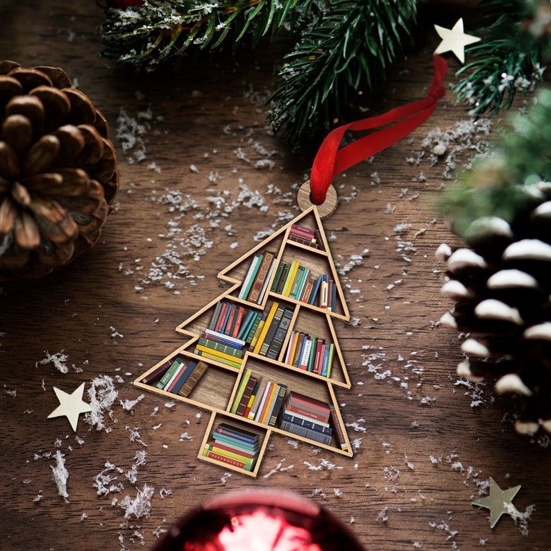 Christmas Book Tree Ornament, Book Lover Christmas Ornament,Book Lover Ornament, Book Club Ornament,Book Lover Christmas Gifts, Librarian