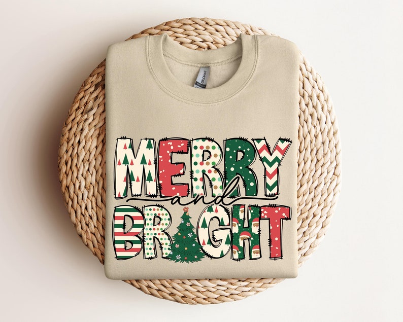 Merry and Bright Sweatshirt, Christmas Sweatshirt, Family Christmas Sweatshirt, Christmas Sweatshirts for Women, Merry Christmas Sweatshirt