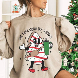 Out Here Lookin Like A Snack Sweatshirt, Boojee Christmas Sweatshirt, Christmas Tree Cake Sweater, Funny Christmas Gift, Holiday Sweatshirt