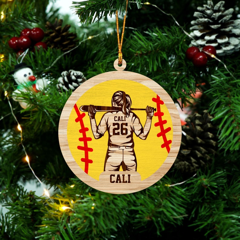 Personalized Softball Ornament, Custom Softball Ornaments, Softball Christmas Ornament, Sports Ornament Personalized, Sport Team Ornament