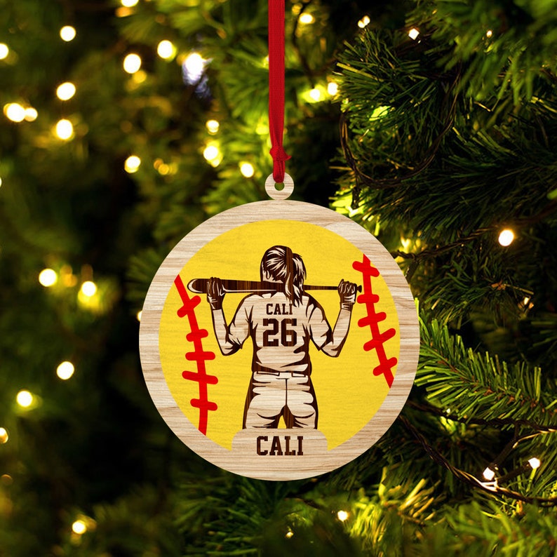Personalized Softball Ornament, Custom Softball Ornaments, Softball Christmas Ornament, Sports Ornament Personalized, Sport Team Ornament
