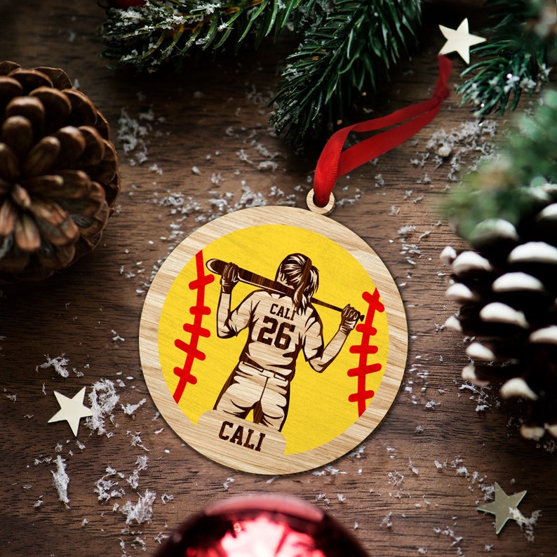 Personalized Softball Ornament, Custom Softball Ornaments, Softball Christmas Ornament, Sports Ornament Personalized, Sport Team Ornament