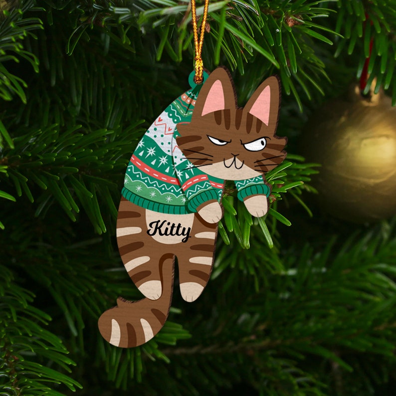 Personalized Cat Ornament, Funny Custom Cats Ornament, Christmas Gifts, Custom Pets Ornament, Gift For Cat Lovers, Cat Mom Gifts