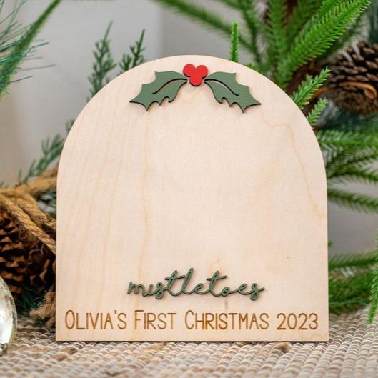 Mistletoes Baby Footprint Mistletoe Craft Baby's First Christmas Craft My First Christmas Activity Baby Footprint Decor Personalized Baby