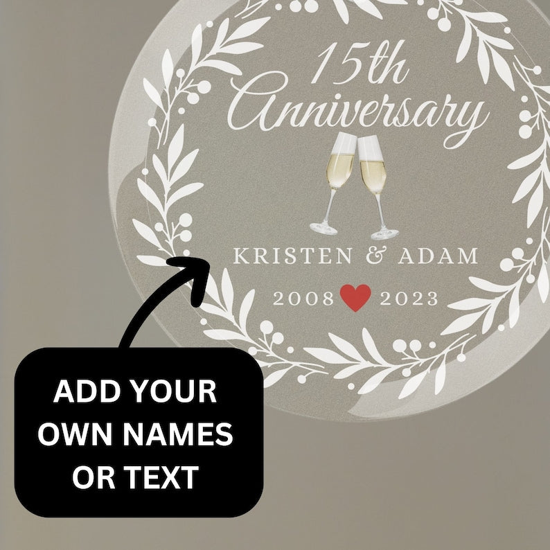 Personalized 15th Wedding Anniversary Gift Ornament