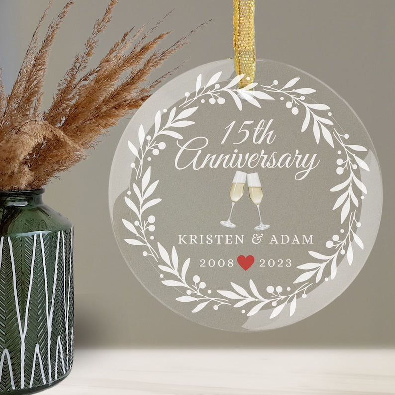 Personalized 15th Wedding Anniversary Gift Ornament