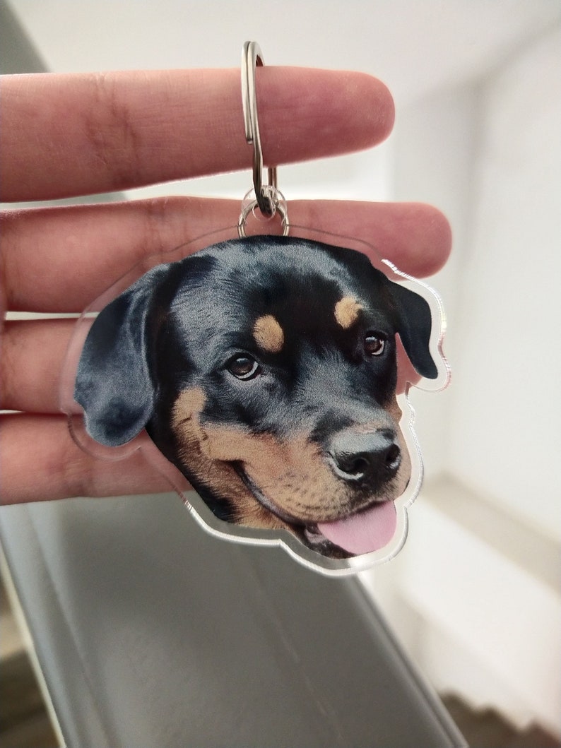 Custom Acrylic Printing Dog Cat Keychain, Personalized Pet photo Keychain Charm, Watercolor Acrylic keychain, Christmas Gifts