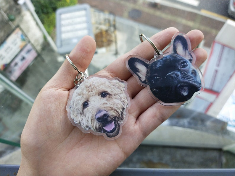 Custom Acrylic Printing Dog Cat Keychain, Personalized Pet photo Keychain Charm, Watercolor Acrylic keychain, Christmas Gifts