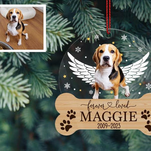 Dog Memorial Ornament, Custom Dog Photo Ornament, Dog Christmas Ornaments Personalized, Pet Loss Keepsake, Forever Loved Dog Ornament