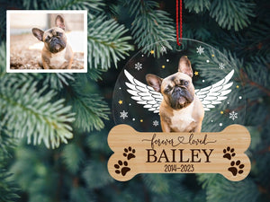 Dog Memorial Ornament, Custom Dog Photo Ornament, Dog Christmas Ornaments Personalized, Pet Loss Keepsake, Forever Loved Dog Ornament