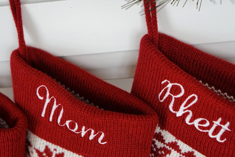 Christmas Stockings Knit Holiday D cor stocking Christmas D cor Personalized Dog Stocking custom stockings Farmhouse Christmas Holiday red
