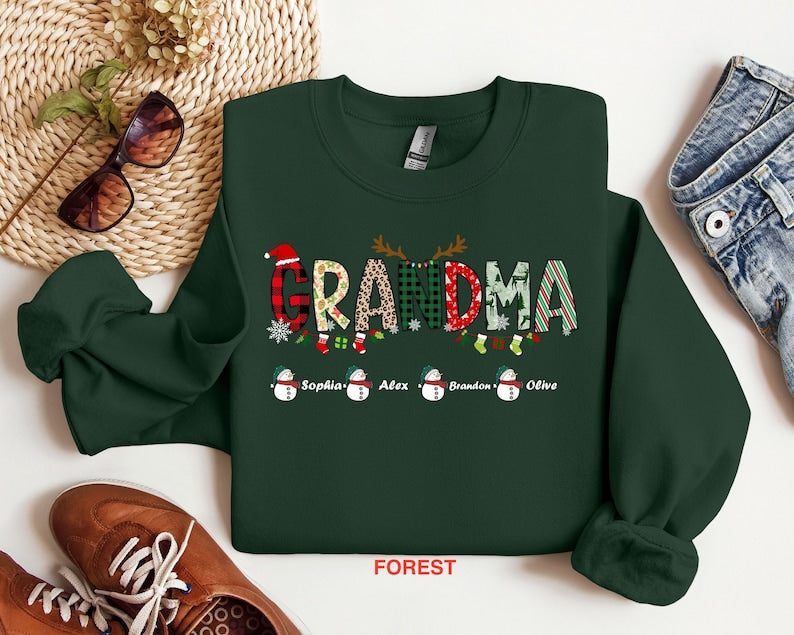 Grandma Sweatshirt, Custom Grandkids Name Shirt, Christmas Grandma Shirt, Christmas Shirt, Christmas Sweatshirt, Christmas Gift For Grandma