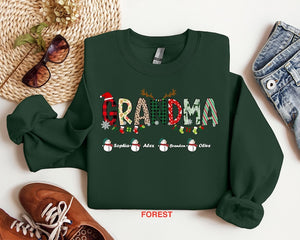 Grandma Sweatshirt, Custom Grandkids Name Shirt, Christmas Grandma Shirt, Christmas Shirt, Christmas Sweatshirt, Christmas Gift For Grandma