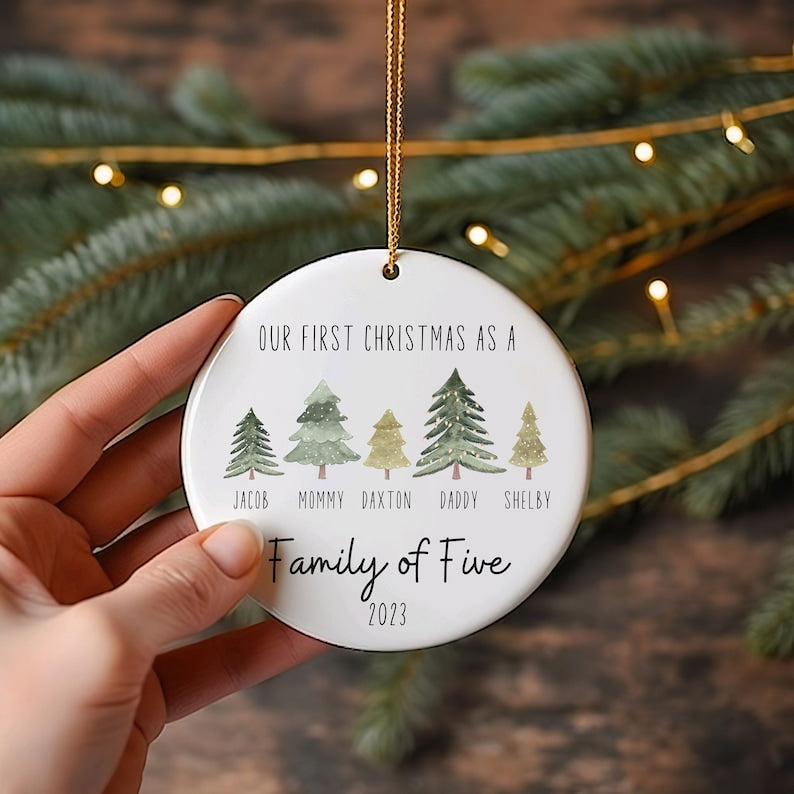 Family of Four ,Three Ornament, Family of 4 Ornament Personalized, Family of Four Christmas Ornament, Personalized Baby's First Christmas Ornament