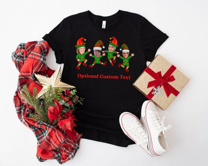 Family Custom Face Up to 8 photos Christmas Shirt Ugly Christmas Elf Face Custom Shirts Christmas Family