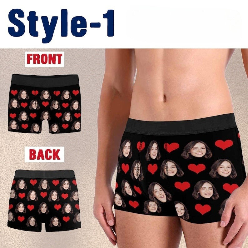 Personalized Boxers for Husband/Boyfriend,Anniversary/Birthday/Valentines Day Gift for Him, Face Underwear for Men,Custom Photo Boxer Briefs