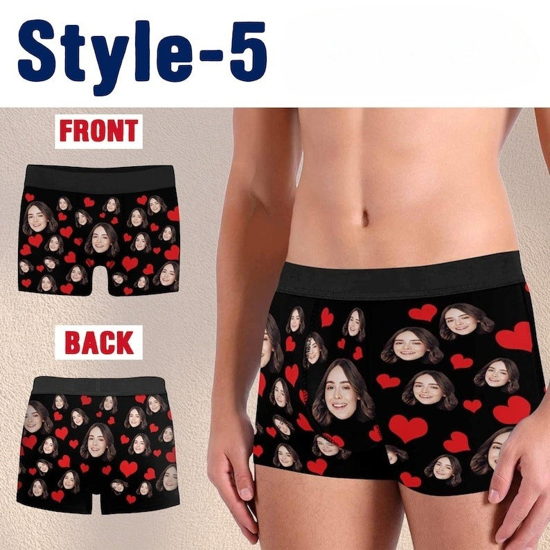 Personalized Boxers for Husband/Boyfriend,Anniversary/Birthday/Valentines Day Gift for Him, Face Underwear for Men,Custom Photo Boxer Briefs
