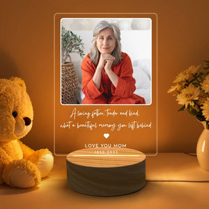 Personalized Mother Picture Frame Memorial Gifts, Customized Memorial Plaque Night Light, Table Decorations for Loss of Loved One Gifts