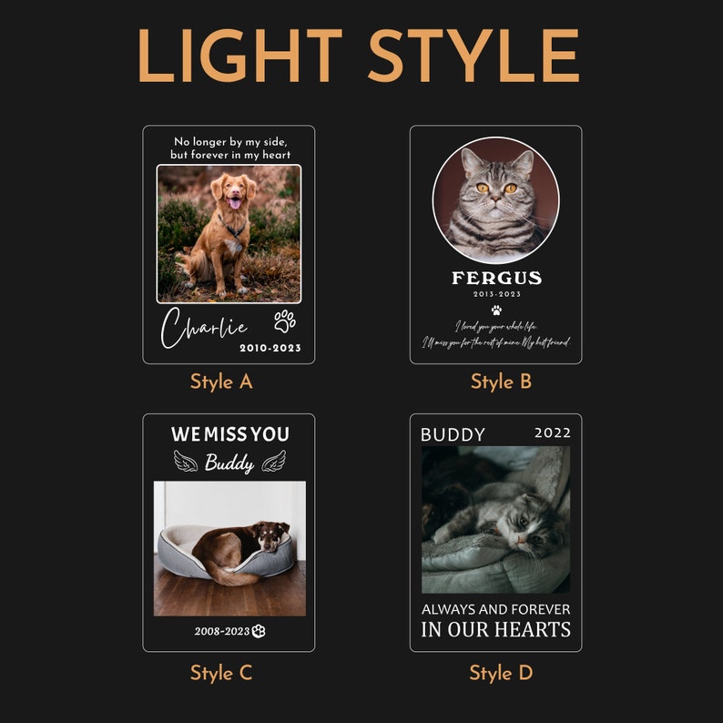 Pet Memorial Night Light Custom, Cat Memorial Sign, Pet Keepsake for Gift, Personalised Dog Memorial Photo Sign, Light Up Pet Memorial Gift