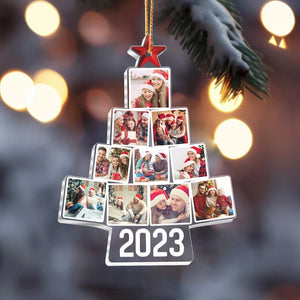 Photo Family Tree Christmas, Customized Acrylic Photo Ornament, Personalized Family Ornaments, 1st Christmas Together, Christmas Tree