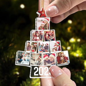 Photo Family Tree Christmas, Customized Acrylic Photo Ornament, Personalized Family Ornaments, 1st Christmas Together, Christmas Tree