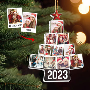 Photo Family Tree Christmas, Customized Acrylic Photo Ornament, Personalized Family Ornaments, 1st Christmas Together, Christmas Tree