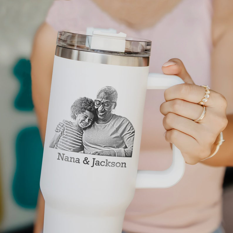 Custom Family Photo Christmas Gifts, Engraved Your Favorite Photo on 40oz Tumbler, Unique Gifts for Her, Gifts for Mom