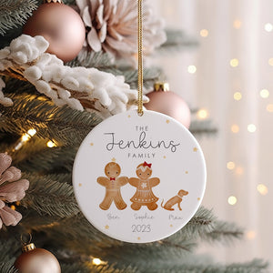 Personalised Gingerbread Family Christmas Ceramic Bauble, Family Christmas Ornament, Christmas Tree Decor, Keepsake Ornament 2025