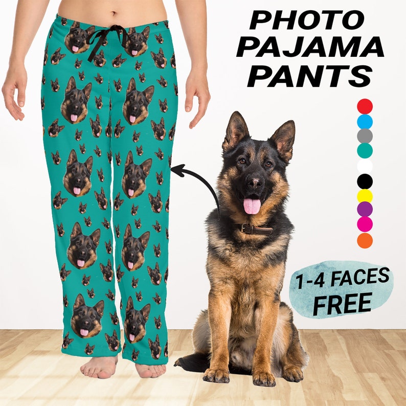 Custom pajama pants with pet face Dog face photo pajamas Personalized pajama pants Family matching pjs with your picture Pj's for women il_794xN.5506867538_hlvq.jpg
