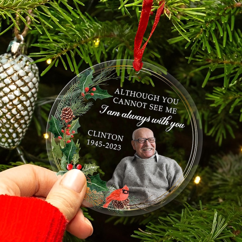 Personalized Memorial Christmas Ornament, In Loving Memory, Custom Photo Ornament, Loss of Loved, Mom Dad, Remembrance Gifts, Sympathy Gift