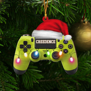 Custom Name Gaming Hand Play Christmas Light Shape Flat Ornament,Gaming Ornament,Gamer Christmas Ornament, Video Game Ornament Gift for Boys