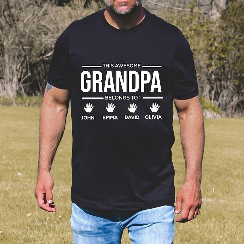 Father's Day Gift for Grandpa, Personalized Grandpa Shirt With Grandkids Names, Custom Grandpa Shirt, Grandpa Shirt With Grandkids Names