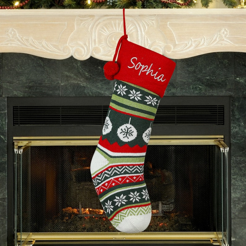 Personalized Knitted Christmas Stockings,Name Embroidered Christmas Stocking,Cable Knit Personalized Family Stockings,Custom Stockings