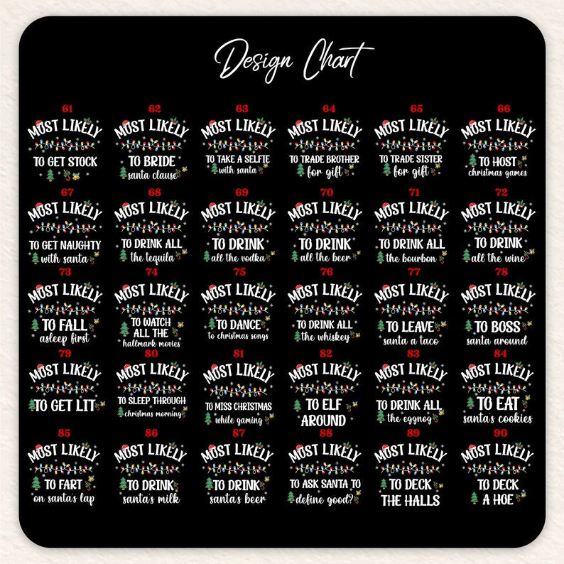 118 Quotes Most Likely to Christmas Shirts,Matching Family Christmas Shirts,Funny Christmas 2024 Party Tee,Matching Pajamas,Long Sleeve,Xmas