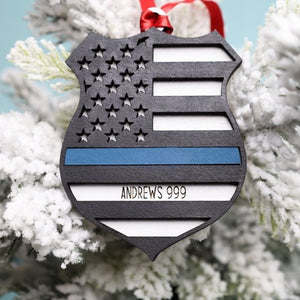 Law Enforcement Ornament,Custom Police Badge Ornament,Blue Line Ornament,Christmas Gifts for Police Officer,First Responder Ornament